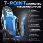 Gaming Chair for Adults Gamer Game Ergonomic PC Chair, 7-Point Support | Pocket Springs & Foam,51cm Wide Seat,Sync Armrests, 90°-135° Backrest, PU Leather, Black and White, 400lbs Load - Image 7