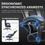 Gaming Chair for Adults Gamer Game Ergonomic PC Chair, 7-Point Support | Pocket Springs & Foam,51cm Wide Seat,Sync Armrests, 90°-135° Backrest, PU Leather, Black and White, 400lbs Load - Image 8