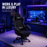 Gaming Chair for Adults with Footrest, Ergonomic Computer Chair, 330 lb | Heavy Duty Load Capacity, 52 cm Wingless Wide Seat, Pocket Spring Cushion, Headrest, Adjustable Height, Reclining Backrest - Image 4