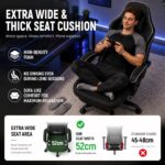 Gaming Chair for Adults with Footrest, Ergonomic Computer Chair, 330 lb | Heavy Duty Load Capacity, 52 cm Wingless Wide Seat, Pocket Spring Cushion, Headrest, Adjustable Height, Reclining Backrest - Image 5