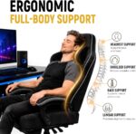 Gaming Chair for Adults with Footrest, Ergonomic Computer Chair, 330 lb | Heavy Duty Load Capacity, 52 cm Wingless Wide Seat, Pocket Spring Cushion, Headrest, Adjustable Height, Reclining Backrest - Image 7
