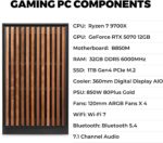KOTIN Prebuilt Gaming PC RTX 5070 12GB, Ryzen 7 9700X, 32GB DDR5, 1TB SSD | 11.3in Smart Display, 850W 80+ Gold PSU, 360mm Liquid Cooler, WiFi 7, 1440p 4K ARGB Windows 11 Gaming Desktop Computer - Image 4