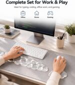 eulps Ergonomic Gel Keyboard Wrist Rest Set, Soft Gel Palm Rest for Keyboard and Mouse, Clear Wrist Support Pad for Typing and Gaming Pain Relief, Non-Slip Base for Computer Laptop (Cloud) - Image 6