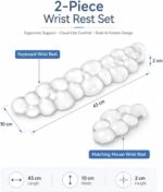 eulps Ergonomic Gel Keyboard Wrist Rest Set, Soft Gel Palm Rest for Keyboard and Mouse, Clear Wrist Support Pad for Typing and Gaming Pain Relief, Non-Slip Base for Computer Laptop (Cloud) - Image 9