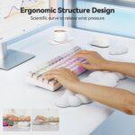TECKNET Cloud Keyboard Wrist Rest Set, Cloud Wrist Rest with Non-Slip Base, PU Leather Wrist Pad for Keyboard with Ergonomic Memory Foam for Computer Laptop Office Gaming and Pain Relief, White - Image 4