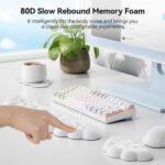 TECKNET Cloud Keyboard Wrist Rest Set, Cloud Wrist Rest with Non-Slip Base, PU Leather Wrist Pad for Keyboard with Ergonomic Memory Foam for Computer Laptop Office Gaming and Pain Relief, White - Image 6