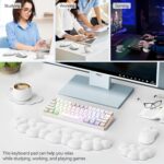 TECKNET Cloud Keyboard Wrist Rest Set, Cloud Wrist Rest with Non-Slip Base, PU Leather Wrist Pad for Keyboard with Ergonomic Memory Foam for Computer Laptop Office Gaming and Pain Relief, White - Image 8