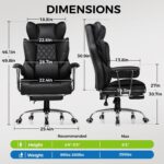 GTPLAYER Gaming Chair,Office Chair with Pocket Spring Lumbar Support, Ergonomic Comfortable Wide Office Desk Computer Chair with Outward Fixed Soft Armrests and Footrest (PU Leather, Black) - Image 3