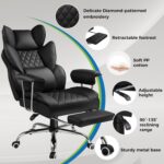 GTPLAYER Gaming Chair,Office Chair with Pocket Spring Lumbar Support, Ergonomic Comfortable Wide Office Desk Computer Chair with Outward Fixed Soft Armrests and Footrest (PU Leather, Black) - Image 6