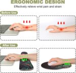 Ergonomic Mouse Pad with Wrist Rest and Keyboard Wrist Rest, Memory Foam Wrist Rest for Computer Keyboard, Easy Typing, Pain Relief, Mouse Pad Wrist Support for Gaming,Office, Laptop, Black Flower - Image 3