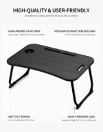 ZEAPTAC Laptop Bed Desk, Foldable Lap Desk, Portable Lap Table, Laptop Stand with Cup Holder, Tablet Slot & Lifting Handle for Work, Write, Draw & Eat on Bed, Sofa or Couch - Black Stripe - Image 6