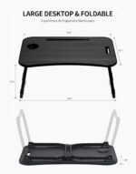 ZEAPTAC Laptop Bed Desk, Foldable Lap Desk, Portable Lap Table, Laptop Stand with Cup Holder, Tablet Slot & Lifting Handle for Work, Write, Draw & Eat on Bed, Sofa or Couch - Black Stripe - Image 7