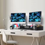 Simple Houseware Desk Dual Monitor Stand Riser with Drawer, Black - Image 6