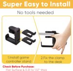 3 in 1 Under Desk Headphone Hanger with Adjustable Clamp Mount, 2 Controller Slots & 1 Headset Universal Holder Stand, Rotatable Hook Rack & Cable Organizer, for Home Gaming Xbox ps5 - Black - Image 7