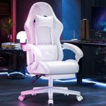 White Gaming Chair,Ergonomic Massage Office Desk Chair with Footrest | Pocket Spring Cushion,Reclining,Thick High Back,Headrest and Lumbar Support,Adjustable Leather Computer Chair Gamer Chair - Image 3