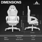 White Gaming Chair,Ergonomic Massage Office Desk Chair with Footrest | Pocket Spring Cushion,Reclining,Thick High Back,Headrest and Lumbar Support,Adjustable Leather Computer Chair Gamer Chair - Image 4