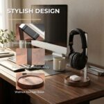 muso wood Walnut Headphone Stand, Universal Headset Stand with Storage Base, Wood Desktop Headphone Holder for Gaming Headset and Music Headset - Image 4