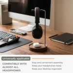 muso wood Walnut Headphone Stand, Universal Headset Stand with Storage Base, Wood Desktop Headphone Holder for Gaming Headset and Music Headset - Image 7