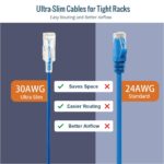 Tecmojo UL Listed Ultra-Slim Cat6a 0.5ft Ethernet Patch Cable, 30AWG 100% Pure Copper, 10Gbps Network Cable for Router, Modem, Laptop, Servers, 12-Pack, Blue - Image 7
