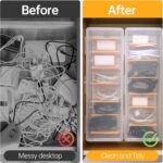 PAVSTINE 2 Pack Clear Cable Organizer Box with Lid, Plastic Charger Cable Cord Storage Organizer, Office Desk Organizers, Multifunctional Accessories Storage for Home Drawer Office, Stackable - Image 3