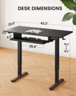 ErGear Electric Standing Desk with Keyboard Tray, 44x24 Inches Adjustable Height Sit Stand Up Desk, Home Office Desk Computer Workstation, Black - Image 3