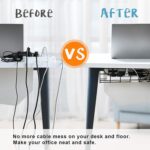 Under Desk Cable Management- 2 Pack Cord Organizer. Metal Wire Cable Management Tray for Office, Studio and Home. Super Sturdy Under Table Cable Management - Black Cable Organizer - Image 3