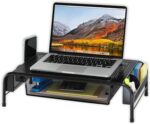 Simple Houseware Metal Desk Monitor Stand Riser with Organizer Drawer, Black - Image 5
