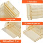 OPNICE Desk Organizer, 4-Tier Desktop File Organizer with Drawer and Pen Holders, Office Desk Accessories, File Sorters, Workspace Organizers for Office Supplies(Gold - Metal Pen Holder) - Image 6
