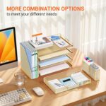 OPNICE Desk Organizer, 4-Tier Desktop File Organizer with Drawer and Pen Holders, Office Desk Accessories, File Sorters, Workspace Organizers for Office Supplies(Gold - Metal Pen Holder) - Image 7