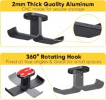 Under Desk Headphone Hanger with Strong Adhesive and Screws Mount, 360° Rotatable Dual Headset Holder Stand, Aluminum Metal Adjustable Headphone Hook, Perfect for Home Gaming & Office - Black - Image 6