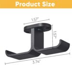 Under Desk Headphone Hanger with Strong Adhesive and Screws Mount, 360° Rotatable Dual Headset Holder Stand, Aluminum Metal Adjustable Headphone Hook, Perfect for Home Gaming & Office - Black - Image 8