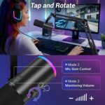 TONOR Dynamic Gaming Microphone, XLR/USB Microphone for Content Creators with AI Noise Cancellation, RGB, Tap Mute, Gain Control, Microfono with Boom Arm for Streaming, Black, TD510 AIR S H+ - Image 6