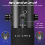 TONOR Dynamic Gaming Microphone, XLR/USB Microphone for Content Creators with AI Noise Cancellation, RGB, Tap Mute, Gain Control, Microfono with Boom Arm for Streaming, Black, TD510 AIR S H+ - Image 7