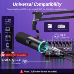 TONOR Dynamic Gaming Microphone, XLR/USB Microphone for Content Creators with AI Noise Cancellation, RGB, Tap Mute, Gain Control, Microfono with Boom Arm for Streaming, Black, TD510 AIR S H+ - Image 8