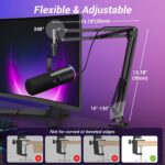 TONOR Dynamic Gaming Microphone, XLR/USB Microphone for Content Creators with AI Noise Cancellation, RGB, Tap Mute, Gain Control, Microfono with Boom Arm for Streaming, Black, TD510 AIR S H+ - Image 9