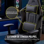 Corsair TC100 Relaxed Gaming Chair - Leatherette - Racing-Inspired Design - Lumbar Pillow - Detachable Memory Foam Neck Pillow - Adjustable Seat Height - Adjustable Armrests - Black - Image 5