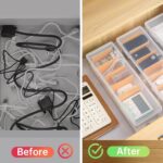 3 Pack Clear Cable Organizer Box with Lid, Plastic Charger Cable Cord Storage Organizer, Stackable Office Desk Organizers, Multifunctional Accessories Storage Box Fit in Home Drawer - Image 6