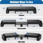 Simple Houseware Desk Dual Monitor Stand Riser with Pull-Out Drawers, Black - Image 4