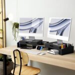 Simple Houseware Desk Dual Monitor Stand Riser with Pull-Out Drawers, Black - Image 6