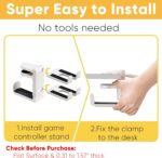 3-in-1 Under Desk Headphone Hanger with Adjustable Clamp Mount, 2 Controller Slots & 1 Headset Universal Holder Stand, Rotatable Hook Rack & Cable Organizer, for Home Gaming Xbox ps5 - White - Image 7