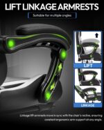 Dowinx Ergonomic Gaming Chair with Footrest & Massage Lumbar, 2D-Linkage Armrests for Computer Chair 330lbs with Headrest Pillow for Office, Home, Streaming and Long Gaming Sessions, White - Image 5