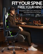 Dowinx Ergonomic Gaming Chair with Footrest & Massage Lumbar, 2D-Linkage Armrests for Computer Chair 330lbs with Headrest Pillow for Office, Home, Streaming and Long Gaming Sessions, White - Image 6