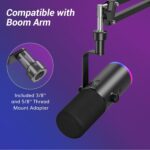 TONOR Dynamic Gaming Microphone, XLR/USB Mic Streaming, AI Noise Cancellation, Controlable RGB, Tap Mute, 3.5mm Headphone Jack, Volume Control, Microfono with Desktop Stand, Black, TD510 AIR S - Image 9