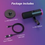 TONOR Dynamic Gaming Microphone, XLR/USB Mic Streaming, AI Noise Cancellation, Controlable RGB, Tap Mute, 3.5mm Headphone Jack, Volume Control, Microfono with Desktop Stand, Black, TD510 AIR S - Image 10