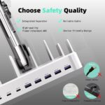 420W Charging Station for Multiple Devices, Zobirez 10-Port USB C Fast Charger Stations for MacBook, iPhone, Android Cell Phone, iPad, Tablet, Family Multi-Device Organizer Charging Dock, White - Image 3