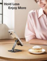 Nulaxy 2 Pack Dual Folding Cell Phone Stand, Fully Adjustable Phone Holder for Desk, Compatible with iPhone 17 16 15 14 13 12 11, Nintendo Switch, All Phones, Black & Rose Gold - Image 7