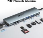Acer USB C Hub, 7 in 1 Multi-Port Adapter for Laptop/Mac Type C Devices | 4K USB C to HDMI Splitter Hub, 100W Max PD Port, 2 USB 3.0 & 1 USB C Data Ports 5Gbps, SD/TF Card Reader - Image 3