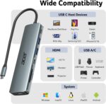 Acer USB C Hub, 7 in 1 Multi-Port Adapter for Laptop/Mac Type C Devices | 4K USB C to HDMI Splitter Hub, 100W Max PD Port, 2 USB 3.0 & 1 USB C Data Ports 5Gbps, SD/TF Card Reader - Image 8