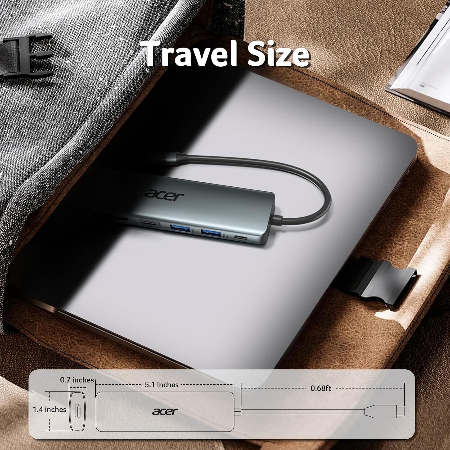 Acer USB C Hub, 7 in 1 Multi-Port Adapter for Laptop/Mac Type C Devices | 4K USB C to HDMI Splitter Hub, 100W Max PD Port, 2 USB 3.0 & 1 USB C Data Ports 5Gbps, SD/TF Card Reader - Image 9