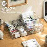FRETONBA 2Pcs Cable Charger Organizer Box, Large Cords Storage Organizer with Adjustable Compartments and Wire Ties, Stackable Cord Organizer for Drawer - Clear - Image 3